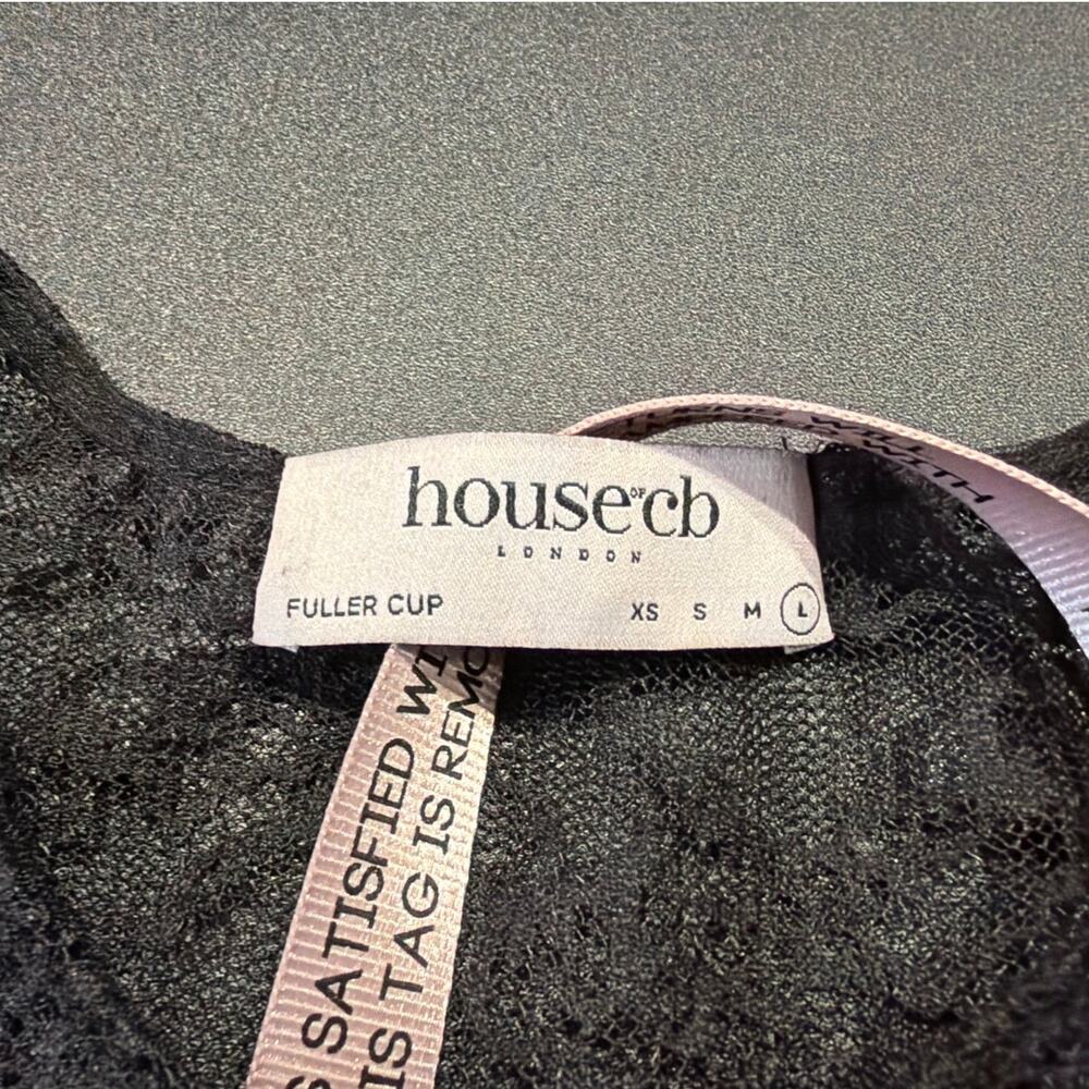 NWOT House of CB London Lace Tie Front Crop Top Long Sleeve, Black, Size Large - Picture 3 of 4